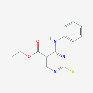 molecular formula C16H19N3O2S B3843609 ETHYL 4-(2,5-DIMETHYLANILINO)-2-(METHYLSULFANYL)-5-PYRIMIDINECARBOXYLATE 