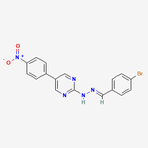molecular formula C17H12BrN5O2 B3843734 N-[(E)-(4-bromophenyl)methylideneamino]-5-(4-nitrophenyl)pyrimidin-2-amine 