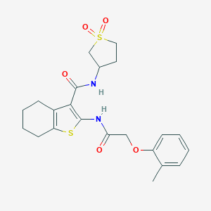 molecular formula C22H26N2O5S2 B384374 N-(1,1-dioxidotetrahydro-3-thienyl)-2-{[(2-methylphenoxy)acetyl]amino}-4,5,6,7-tetrahydro-1-benzothiophene-3-carboxamide CAS No. 618079-09-7