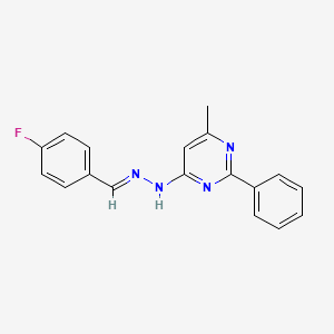 molecular formula C18H15FN4 B3843819 N-[(E)-(4-fluorophenyl)methylideneamino]-6-methyl-2-phenylpyrimidin-4-amine 