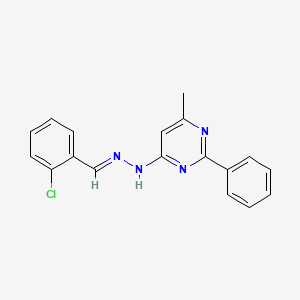 molecular formula C18H15ClN4 B3843831 N-[(E)-(2-chlorophenyl)methylideneamino]-6-methyl-2-phenylpyrimidin-4-amine 