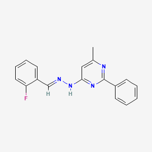 molecular formula C18H15FN4 B3843843 N-[(E)-(2-fluorophenyl)methylideneamino]-6-methyl-2-phenylpyrimidin-4-amine 