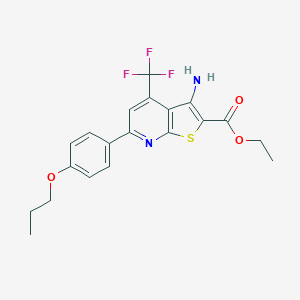 molecular formula C20H19F3N2O3S B384387 Ethyl 3-amino-6-(4-propoxyphenyl)-4-(trifluoromethyl)thieno[2,3-b]pyridine-2-carboxylate 