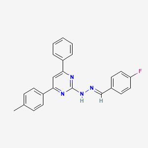 molecular formula C24H19FN4 B3843897 N-[(E)-(4-fluorophenyl)methylideneamino]-4-(4-methylphenyl)-6-phenylpyrimidin-2-amine 