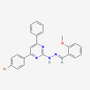 molecular formula C24H19BrN4O B3843909 4-(4-bromophenyl)-N-[(E)-(2-methoxyphenyl)methylideneamino]-6-phenylpyrimidin-2-amine 