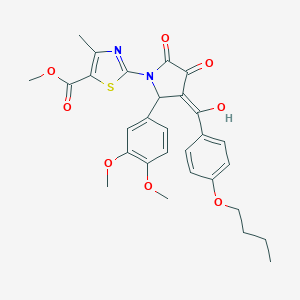 molecular formula C29H30N2O8S B384391 methyl 2-[3-(4-butoxybenzoyl)-2-(3,4-dimethoxyphenyl)-4-hydroxy-5-oxo-2,5-dihydro-1H-pyrrol-1-yl]-4-methyl-1,3-thiazole-5-carboxylate 