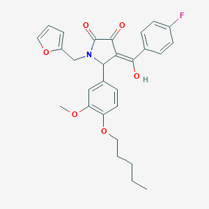 molecular formula C28H28FNO6 B384395 4-(4-fluorobenzoyl)-1-(2-furylmethyl)-3-hydroxy-5-[3-methoxy-4-(pentyloxy)phenyl]-1,5-dihydro-2H-pyrrol-2-one 