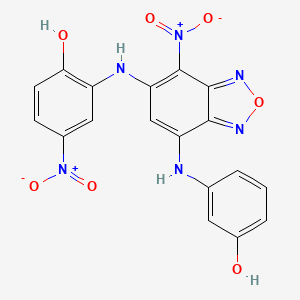 molecular formula C18H12N6O7 B3844041 2-({7-[(3-hydroxyphenyl)amino]-4-nitro-2,1,3-benzoxadiazol-5-yl}amino)-4-nitrophenol 