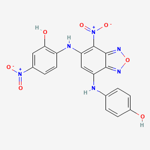 molecular formula C18H12N6O7 B3844057 2-[[7-(4-Hydroxyanilino)-4-nitro-2,1,3-benzoxadiazol-5-yl]amino]-5-nitrophenol 