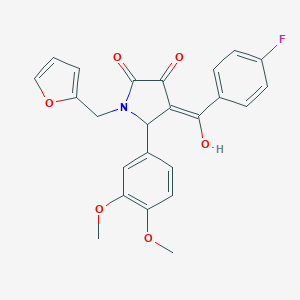 molecular formula C24H20FNO6 B384406 5-(3,4-dimethoxyphenyl)-4-(4-fluorobenzoyl)-1-[(furan-2-yl)methyl]-3-hydroxy-2,5-dihydro-1H-pyrrol-2-one 