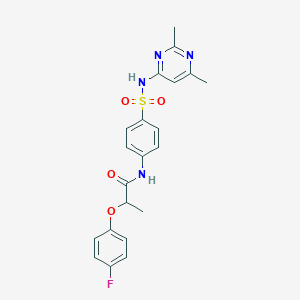 molecular formula C21H21FN4O4S B384409 N-{4-[(2,6-dimethylpyrimidin-4-yl)sulfamoyl]phenyl}-2-(4-fluorophenoxy)propanamide CAS No. 617696-75-0