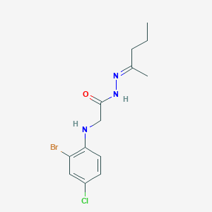 molecular formula C13H17BrClN3O B3844717 2-[(2-Bromo-4-chlorophenyl)amino]-N'-[(2E)-pentan-2-ylidene]acetohydrazide 