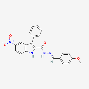 molecular formula C23H18N4O4 B3844723 N-[(E)-(4-methoxyphenyl)methylideneamino]-5-nitro-3-phenyl-1H-indole-2-carboxamide 