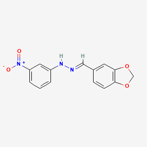 molecular formula C14H11N3O4 B3844755 N-[(E)-1,3-benzodioxol-5-ylmethylideneamino]-3-nitroaniline 