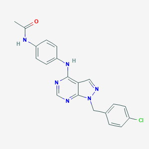 molecular formula C20H17ClN6O B384491 N-(4-{[1-(4-chlorobenzyl)-1H-pyrazolo[3,4-d]pyrimidin-4-yl]amino}phenyl)acetamide CAS No. 612523-76-9