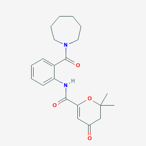 molecular formula C21H26N2O4 B3845142 N-[2-(azepan-1-ylcarbonyl)phenyl]-2,2-dimethyl-4-oxo-3,4-dihydro-2H-pyran-6-carboxamide 
