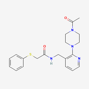 molecular formula C20H24N4O2S B3845179 N-[[2-(4-acetylpiperazin-1-yl)pyridin-3-yl]methyl]-2-phenylsulfanylacetamide 