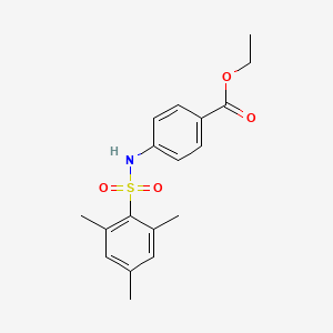 molecular formula C18H21NO4S B3845399 ETHYL 4-(2,4,6-TRIMETHYLBENZENESULFONAMIDO)BENZOATE 