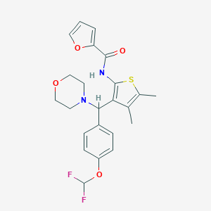 molecular formula C23H24F2N2O4S B384542 N-{3-[[4-(difluoromethoxy)phenyl](4-morpholinyl)methyl]-4,5-dimethyl-2-thienyl}-2-furamide 