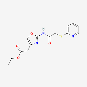 molecular formula C14H15N3O4S B3845600 Ethyl 2-[2-[(2-pyridin-2-ylsulfanylacetyl)amino]-1,3-oxazol-4-yl]acetate 