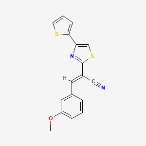 molecular formula C17H12N2OS2 B3845708 (E)-3-(3-methoxyphenyl)-2-(4-thiophen-2-yl-1,3-thiazol-2-yl)prop-2-enenitrile 
