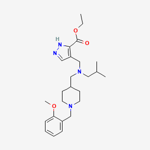 molecular formula C25H38N4O3 B3845911 ethyl 4-[[[1-[(2-methoxyphenyl)methyl]piperidin-4-yl]methyl-(2-methylpropyl)amino]methyl]-1H-pyrazole-5-carboxylate 