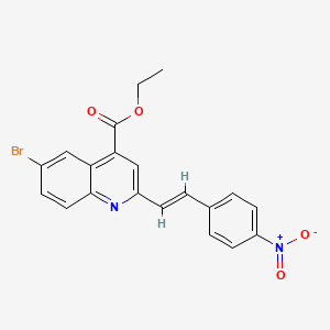 molecular formula C20H15BrN2O4 B3846140 ethyl 6-bromo-2-[(E)-2-(4-nitrophenyl)ethenyl]quinoline-4-carboxylate 