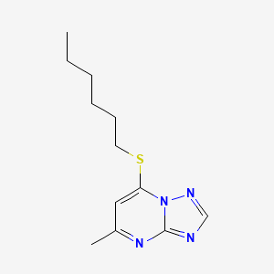 molecular formula C12H18N4S B3847432 7-(HEXYLSULFANYL)-5-METHYL-[1,2,4]TRIAZOLO[1,5-A]PYRIMIDINE 