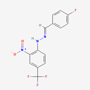 molecular formula C14H9F4N3O2 B3847548 N-[(E)-(4-fluorophenyl)methylideneamino]-2-nitro-4-(trifluoromethyl)aniline 