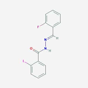 molecular formula C14H10FIN2O B3847579 N-[(E)-(2-fluorophenyl)methylideneamino]-2-iodobenzamide 