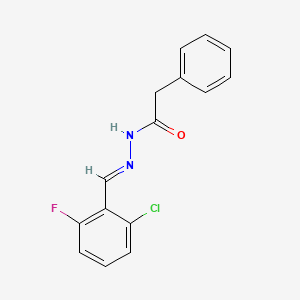 molecular formula C15H12ClFN2O B3847627 N'-[(E)-(2-chloro-6-fluorophenyl)methylidene]-2-phenylacetohydrazide 