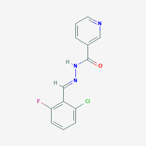 molecular formula C13H9ClFN3O B3847637 N'-[(E)-(2-chloro-6-fluorophenyl)methylidene]nicotinohydrazide 