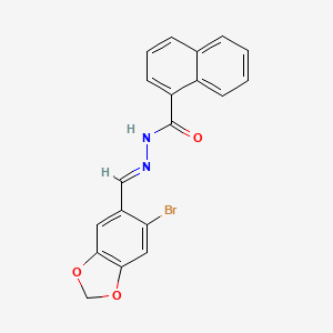 molecular formula C19H13BrN2O3 B3847747 N-[(E)-(6-bromo-1,3-benzodioxol-5-yl)methylideneamino]naphthalene-1-carboxamide 