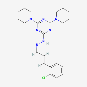 molecular formula C22H28ClN7 B3848056 N-[(Z)-[(E)-3-(2-chlorophenyl)prop-2-enylidene]amino]-4,6-di(piperidin-1-yl)-1,3,5-triazin-2-amine 