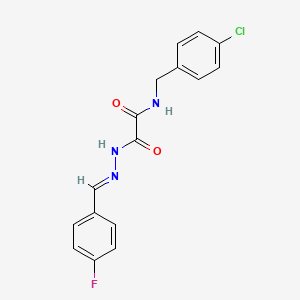 molecular formula C16H13ClFN3O2 B3848311 N-[(4-chlorophenyl)methyl]-N'-[(E)-(4-fluorophenyl)methylideneamino]oxamide 