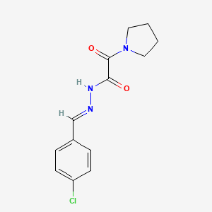 molecular formula C13H14ClN3O2 B3848340 N-[(E)-(4-chlorophenyl)methylideneamino]-2-oxo-2-pyrrolidin-1-ylacetamide 