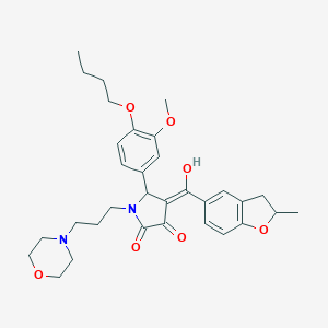 molecular formula C32H40N2O7 B384835 5-(4-butoxy-3-methoxyphenyl)-3-hydroxy-4-[(2-methyl-2,3-dihydro-1-benzofuran-5-yl)carbonyl]-1-[3-(4-morpholinyl)propyl]-1,5-dihydro-2H-pyrrol-2-one 