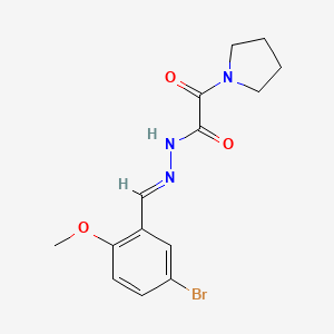 molecular formula C14H16BrN3O3 B3848394 N-[(E)-(5-bromo-2-methoxyphenyl)methylideneamino]-2-oxo-2-pyrrolidin-1-ylacetamide 