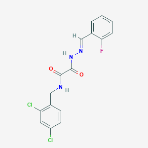 molecular formula C16H12Cl2FN3O2 B3848528 N-[(2,4-dichlorophenyl)methyl]-N'-[(E)-(2-fluorophenyl)methylideneamino]oxamide 