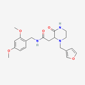 molecular formula C20H25N3O5 B3848655 N-[(2,4-dimethoxyphenyl)methyl]-2-[1-(furan-3-ylmethyl)-3-oxopiperazin-2-yl]acetamide 