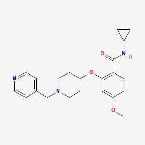 molecular formula C22H27N3O3 B3848915 N-cyclopropyl-4-methoxy-2-[1-(pyridin-4-ylmethyl)piperidin-4-yl]oxybenzamide 