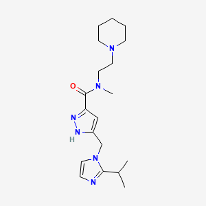 molecular formula C19H30N6O B3849230 N-methyl-N-(2-piperidin-1-ylethyl)-5-[(2-propan-2-ylimidazol-1-yl)methyl]-1H-pyrazole-3-carboxamide 
