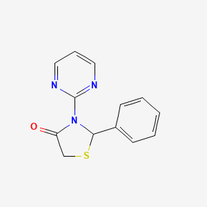 molecular formula C13H11N3OS B3849312 2-Phenyl-3-pyrimidin-2-yl-1,3-thiazolidin-4-one CAS No. 154951-43-6