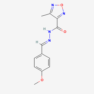 molecular formula C12H12N4O3 B3849346 N'-[(E)-(4-methoxyphenyl)methylidene]-4-methyl-1,2,5-oxadiazole-3-carbohydrazide 
