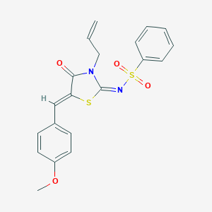 molecular formula C20H18N2O4S2 B384938 N-[3-allyl-5-(4-methoxybenzylidene)-4-oxo-1,3-thiazolidin-2-ylidene]benzenesulfonamide 