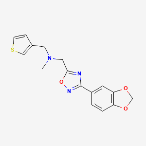 molecular formula C16H15N3O3S B3849762 N-[[3-(1,3-benzodioxol-5-yl)-1,2,4-oxadiazol-5-yl]methyl]-N-methyl-1-thiophen-3-ylmethanamine 