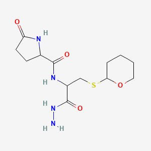 molecular formula C13H22N4O4S B3849766 N-[1-hydrazinyl-3-(oxan-2-ylsulfanyl)-1-oxopropan-2-yl]-5-oxopyrrolidine-2-carboxamide 