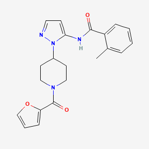 molecular formula C21H22N4O3 B3850012 N-[2-[1-(furan-2-carbonyl)piperidin-4-yl]pyrazol-3-yl]-2-methylbenzamide 