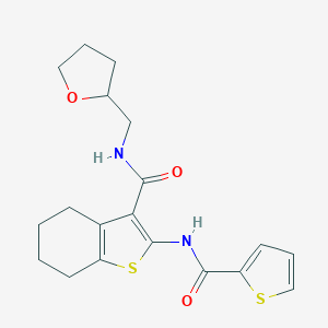 molecular formula C19H22N2O3S2 B385038 N-(tetrahydro-2-furanylmethyl)-2-[(2-thienylcarbonyl)amino]-4,5,6,7-tetrahydro-1-benzothiophene-3-carboxamide 