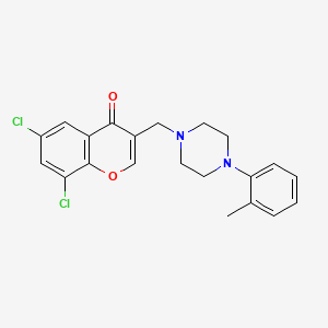 molecular formula C21H20Cl2N2O2 B3850940 6,8-Dichloro-3-[[4-(2-methylphenyl)piperazin-1-yl]methyl]chromen-4-one 